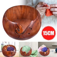 Wooden Yarn Bowl Wool Holder Organizer Woolen Knitting Storage Basket Tool