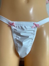 Pvc shiny white slightly noisy tanga knickers 28/44
