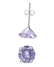 Alexandrite 6mm ZIRCON Stone June's Birthstone 925 Silver round Stud earrings