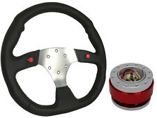 F1 CHROME Steering Wheel + Chrome Red Quick Release boss CR for PEUGEOT
