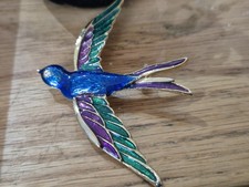 Vintage Enamel Brooch Pin Bird