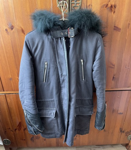 Maje fur lined black parka - fur,