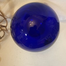 CobaltBlue Glass Fishing Boat Float 12cm Diameter Nautical Twine Net. Buoy