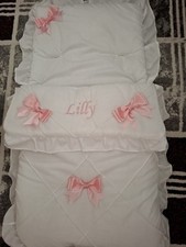 personalised footmuff  cosytoes **NEW** WHITE/PINK