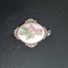 Vintage Toye Kenning & Spencer Sterling Silver Hand Pained Enamel Floral Pendant