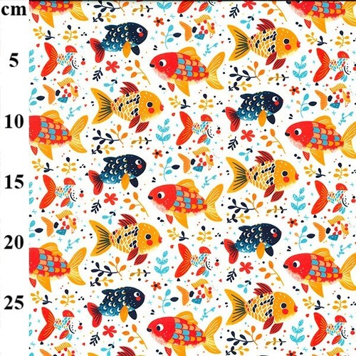 Japanese fish cotton fabric - japanese,