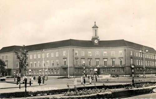 Watford town hall postcard - -,