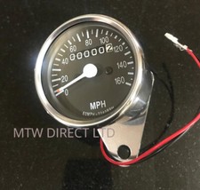 MINI SPEEDO CHROME MPH MOTORCYCLE MOTORBIKE CLASSIC STYLE FOR UK 60MPH :2240RPM