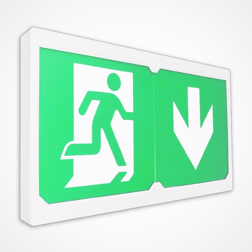 Led emergency exit sign white - emergency,