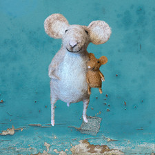 Needle felt mouse holding baby - mouse,