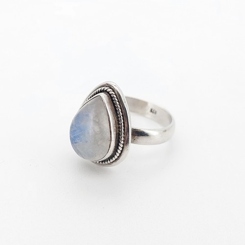 Silver rainbow moonstone ring - silver,