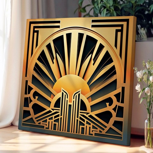 Art deco sunset ornamental - sunset,