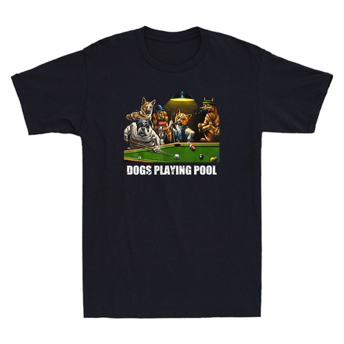 Dogs playing pool art - playing,