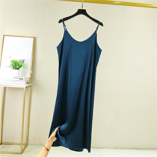 Satin faux silk strappy dress - faux,