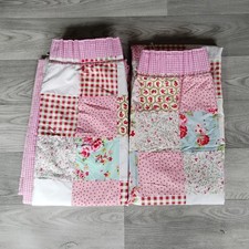 Handmade Patchwork Pink Mix Curtains W 31" x 52" Pencil Pleat 