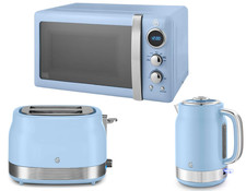 Swan Retro Revive Blue Jug Kettle  2 Slice Toaster and Microwave Kitchen Set