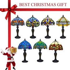 Tiffany-Style Table Lamp Handcrafted Art Bedside Light Desk Lamps Stained Glass