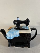 Vintage Novelty Collectors Tea Pot. Sewing Machine On Table.  