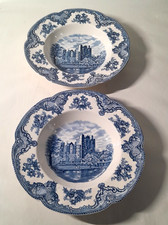 Johnson Brothers Old Britain Castles Soup/Dessert Bowls Blue Blarney Castle