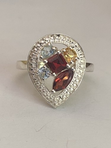 Sterling silver garnet blue - silver, garnet,