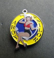 AHOY SAILOR CLASSIC NOSE ART USN USAF LAPEL PIN BADGE 1 INCH