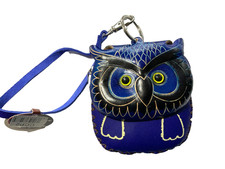 REAL LEATHER PURSE , BLUE OWL