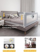 Bed Guard for Double bed  Guard Rail for Kids Safety 180cm Grey 