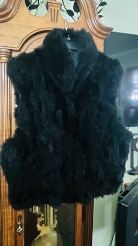 Black fur vest - vest,
