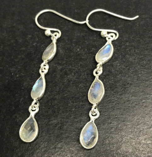 Faceted rainbow moonstone drop