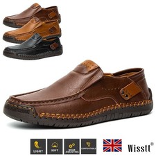 Mens Loafers Handmade Formal Boat Driving Leather Walking Shoes Casual Slip On