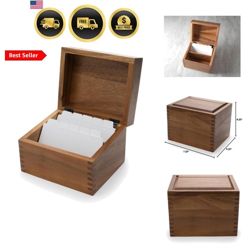 Acacia wood recipe box with - wood,