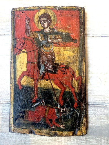 Greek orthodox tempera icon - tempera,