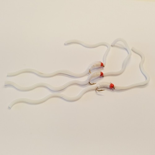 Barbed red bead white - bead,