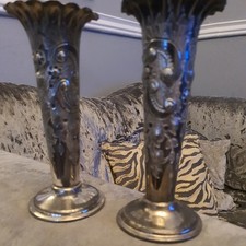 Vintage silver bud vase c - vase,