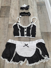 Ladies Black White 4 Piece Frilly French Maid Dressing Up Costume Size 8 Small