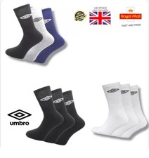 New Men's Official Umbro trainer crew Socks White Black Size 6-11, 6-8.5, 9-12