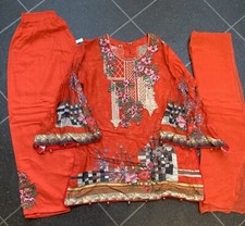 KIDS SALWAR KAMEEZ READYMADE SIZE 22 LINEN RED SUIT CASUAL PARTY WINTER WEAR