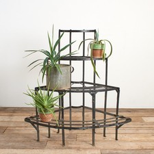 Antique Vintage Antique French Wrought Iron Tiered Plant Stand