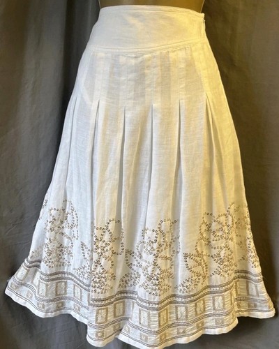 White pleated linen flare - white,