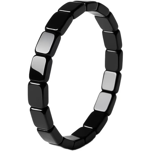 Men hematite beaded bracelet - hematite,
