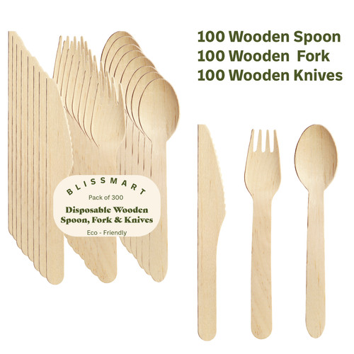 300 disposable wooden cutlery - disposable,