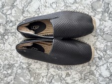 BNWOB Ugg Sandrinne Snakeskin Effect Leather Loafers UK Size 3.5 Black