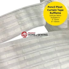 3" 75mm / 6" 150mm Rufflette Curtain Pencil Pleat Header Tape - By The Metre