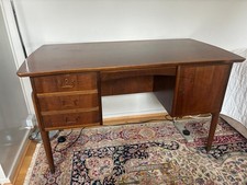 Scandinavian Wooden, Mid Century Writing Desk with Drawers and Cupboard