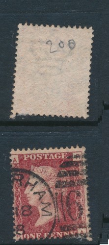 1864 penny red sg43 plate - 1864,