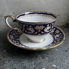 Crown Staffordshire Ellesmere Cup & Saucer, Cobalt Blue Bone China 12 available 