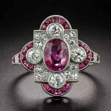 Art Deco Style Oval Cut Ruby &