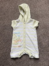 Yellow Striped Frog Short Sleeve Towel Romper - 3-6 Months - Mothercare 