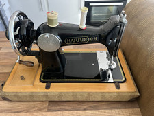 Harris 9H hand crank Sewing machine with instruction manual and accessories