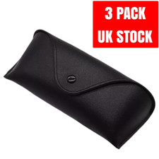 Portable Large Eye Glasses Sunglasses Hard Case PU Leather Box Protector 3 Pack